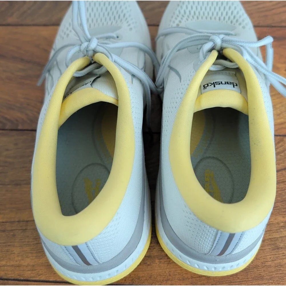 Dansko Women's Pace Mesh Comfort Walking Sneaker Shoes White/Yellow, 40, US 9.5